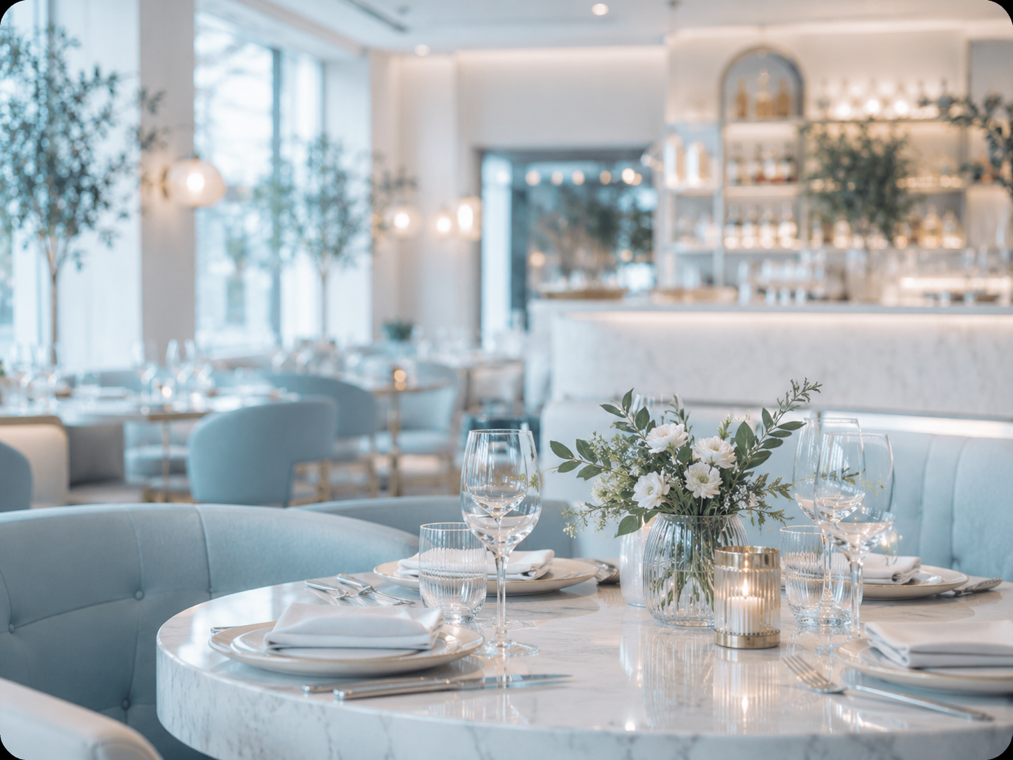 Premium restaurant interior with a warm dining atmosphere.